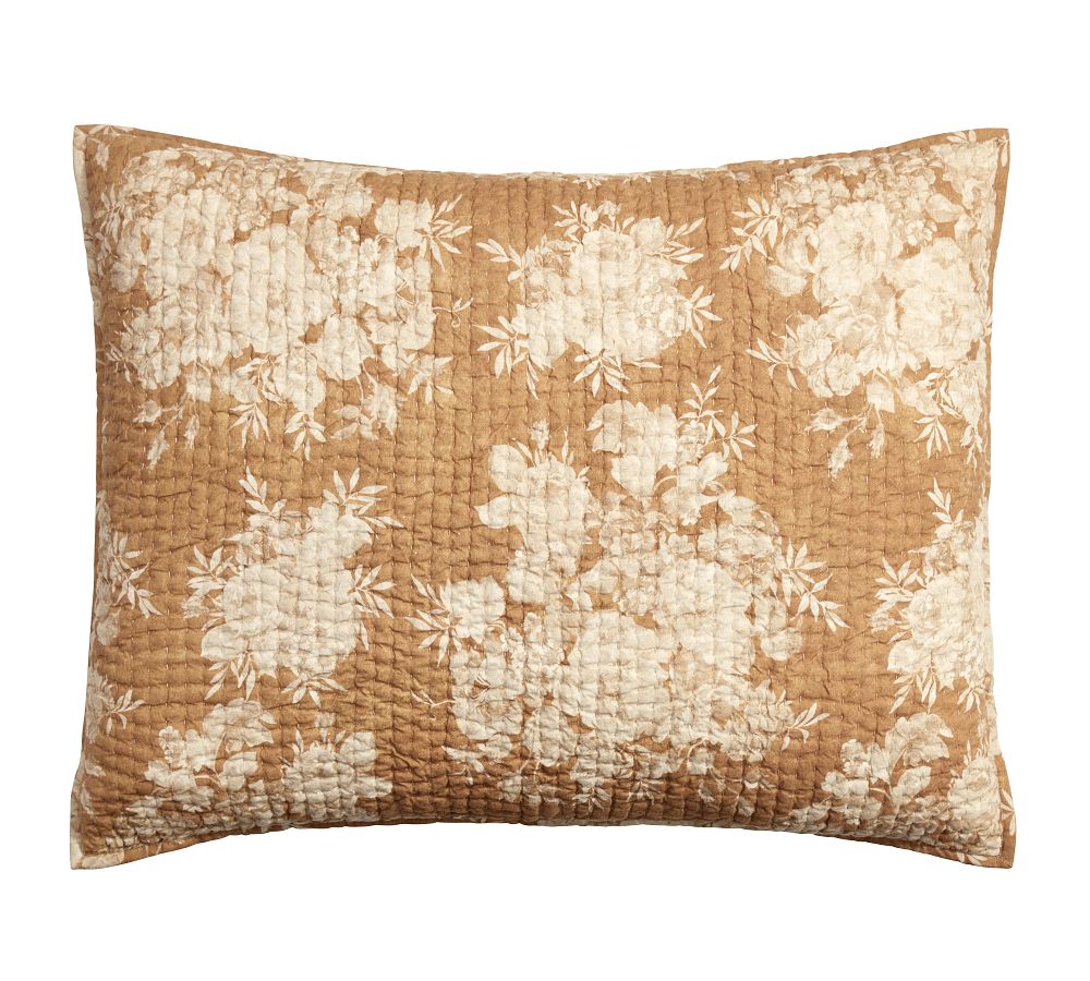 Juliette Toile Handcrafted Reversible Pick-Stitch Set of 2 Standard Shams (Harvest Gold)