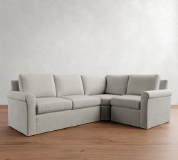Cameron Modern Roll Arm Slipcovered 3-Piece Wedge Sectional (105")