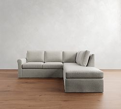 Cameron Modern Roll Arm Slipcovered 3-Piece Bumper Sectional (100")