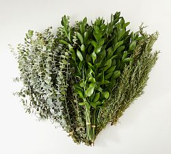 Live Ruscus, Baby Blue Eucalyptus &amp; Rosemary Bunches