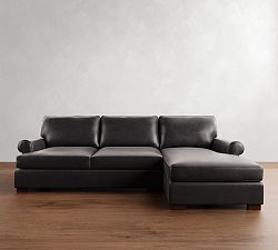 Townsend Roll Arm Leather Chaise Sectional (110&quot;)