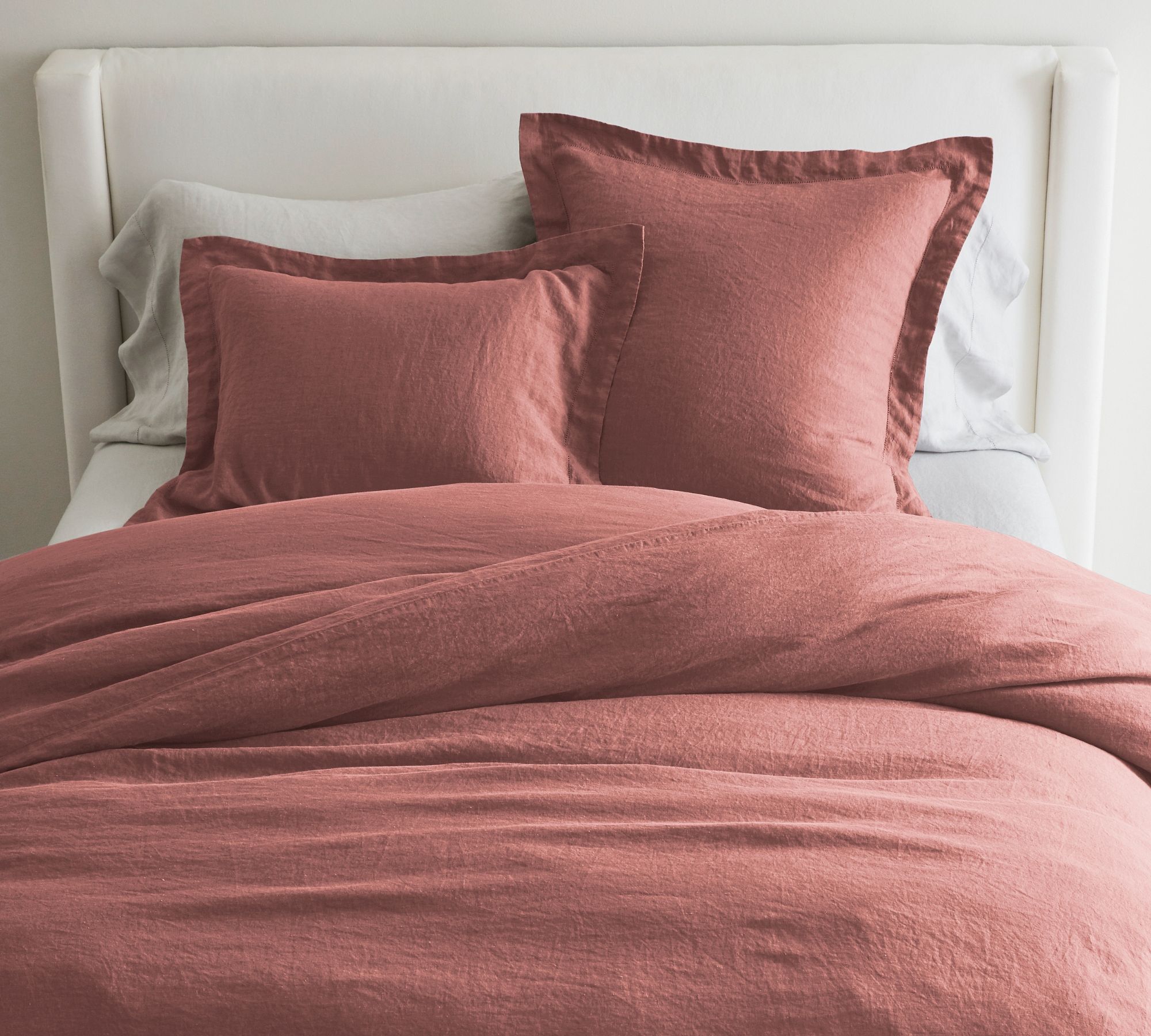 Housse De Couette Pottery Barn En Lin Belge - Taille King - Beige, Tissage Gaufré - NEUF