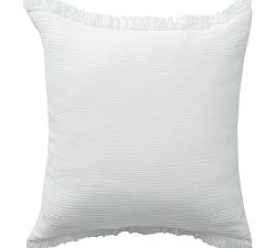 Open Box: White Turkish Cotton Fringe Pillow - White