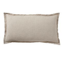 Open Box: Belgian Flax Linen Double Flange Sham, King, Set of 2 - Warm Gray