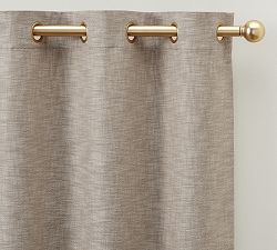 Open Box: Seaton Textured Cotton Grommet Blackout Curtain, 50"W x 84"L - Dark Flax, Brass Grommet
