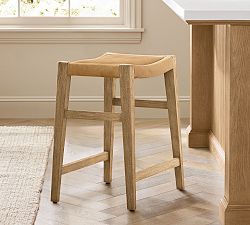 Tatum Leather Backless Stool
