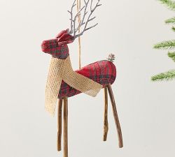 Plaid Oversized Deer Ornament