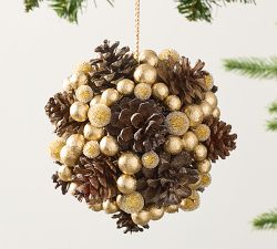 Vintage Champagne Berry &amp; Pinecone Ornament