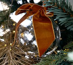Gold Dotted Glass Ornament with Bow