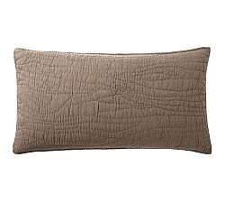 Open Box: Belgian Flax Linen Handcrafted Quilted Sham, King, Set of 2 - Café Noir