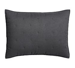 Open Box: Belgian Flax Linen Tufted Quilted Sham, Standard, Set of 2 - Ebony