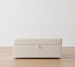 Open Box: Big Sur Upholstered Storage Ottoman with Pull Out Table - Performance Cozy Chenille Ivory