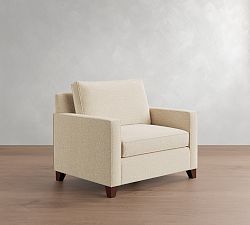 Open Box: Cameron Square Arm Chair-And-A-Half - Performance Brushed Basketweave Oatmeal