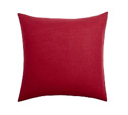 Open Box: Classic Belgian Flax Linen Knife Edge Sham, Euro, Set of 3 - Red Berry