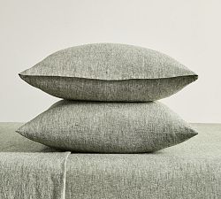 Open Box: Belgian Flax Linen Hemstitch Pillowcases, Standard, Set of 2 - Dark Green