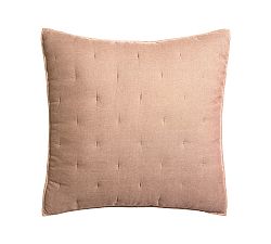 Open Box: Belgian Flax Linen Tufted Quilted Shams, Euro, Set of 2 - Brick