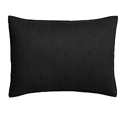 Open Box: Belgian Flax Linen Tufted Quilted Shams, Standard, Set of 2 - Black