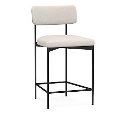 Open Box: Maison Upholstered Counter Height Stool (24") - Performance Boucle Oatmeal, Antique Bronze Leg