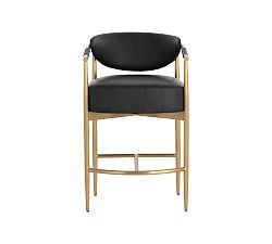 Open Box: Marquette Faux Leather Counter Stool (26.5" H) - Black, Gold Finish