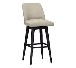 Open Box: Layton Leather Swivel Bar Stool (31.5") - Statesville Pebble, Blackened Oak