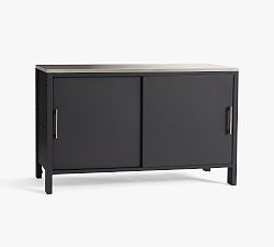 Open Box: Malibu Metal Outdoor Kitchen Double Cabinet (58") - Black