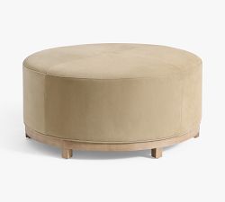 Jake Swivel Leather Wood Base Ottoman
