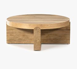 Open Box: Rocky Round Coffee Table,  40" - Natural Oak