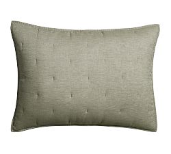 Open Box: Belgian Flax Linen Tufted Quilted Sham, Standard, Set of 2 - Loden
