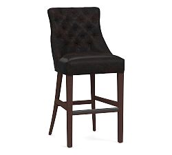 Open Box: Hayes Tufted Leather Bar Stool (33.5") - Vintage Midnight, Espresso