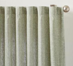 Open Box: Emery Linen Light Filtering Curtain, 50"W x 120"L - Eucalyptus