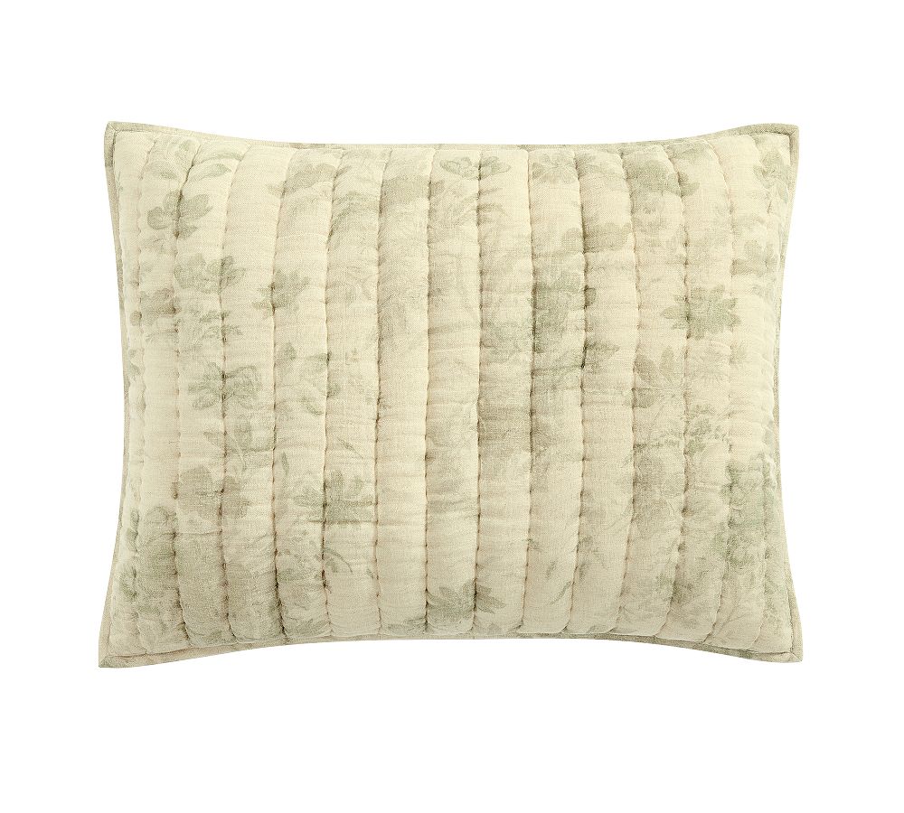 Floral Cloud Reversible Quilted Sham - Green Multi