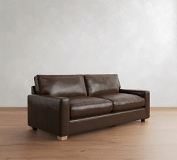 PB Comfort Modern Square Arm Leather Sofa (62"&ndash;88")