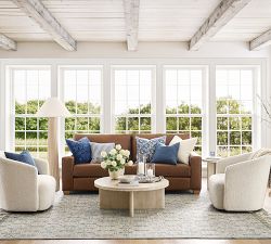 PB Comfort Modern Square Arm Leather Sofa (62"&ndash;88")