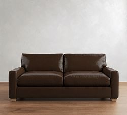PB Comfort Modern Square Arm Leather Sofa (62"&ndash;88")