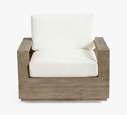 Indio Eucalyptus Modern Platform Swivel Outdoor Lounge Chair