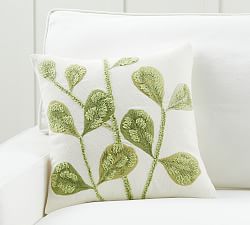 Fiddle Leaf Embroidered Pillow Cover