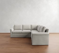 Cameron Modern Roll Arm Slipcovered 3-Piece L-Shaped Sectional (100")