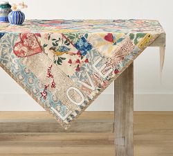 Elise Love Embroidered Cotton Table Throw