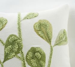Fiddle Leaf Embroidered Pillow Cover