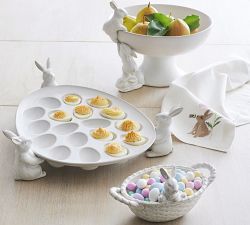 Rustic Bunny Stoneware Deviled Egg Platter