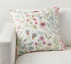 Spring Floral Embroidered Pillow
