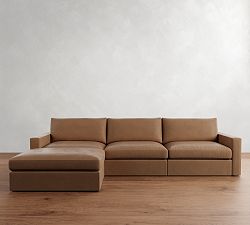Westwood Square Arm Leather Modular Chaise Sectional (142")