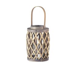 Gray Willow Lanterns With Glass Cylinder, Set of 4