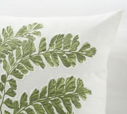 Fern Embroidered Pillow Cover