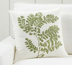Fern Embroidered Pillow Cover