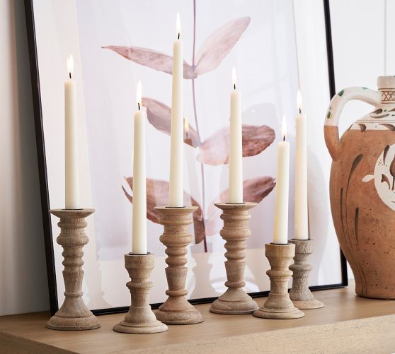 Kadence Turned Wood Candle Holder