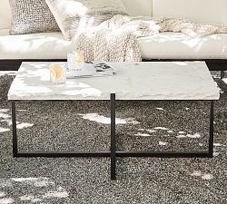 Cori Rectangular Chiseled Marble Coffee Table (42.5")