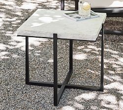 Cori Square Chiseled Marble Side Table (22.5")