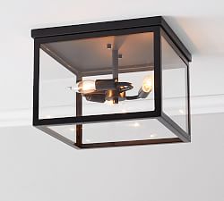 Manor Outdoor Glass &amp; Iron Flush Mount (13&quot;-20&quot;)