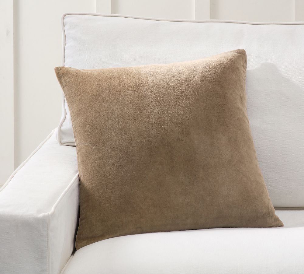 Everywhere Velvet Pillow Cover - Taupe, 20"